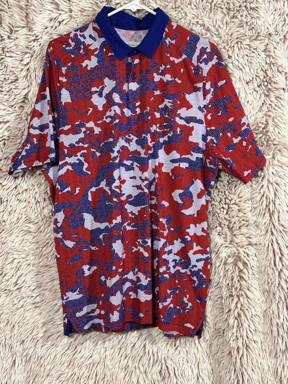Under Armour Red, Blue & White Camo Golf Polo